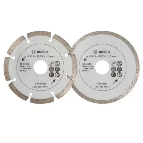 BOSCH SET 2 DISCOS DIAMANTE UNIVERSAL P/CERAMICA 115mm 2607019478
